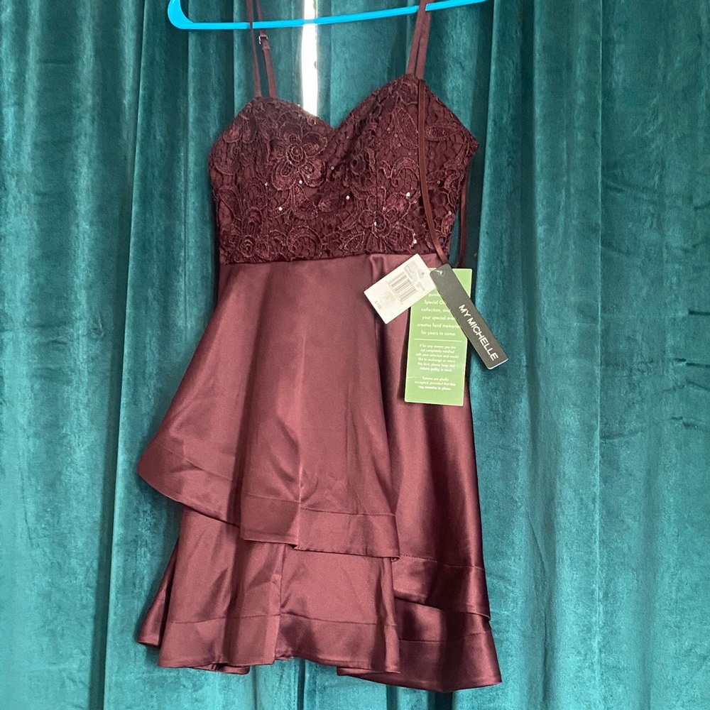 Purple Lace and Satin Dress My Michelle size 0